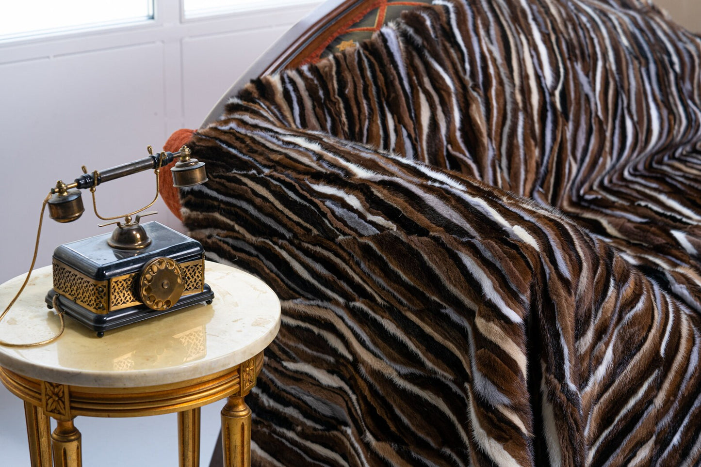 Luxe Deken Zwart/Bruin/Wit