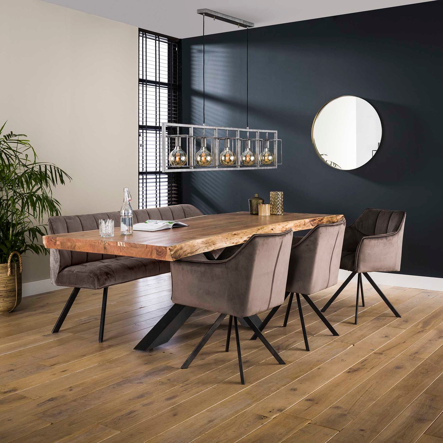 Eetkamerstoel Raster | Antraciet Velours