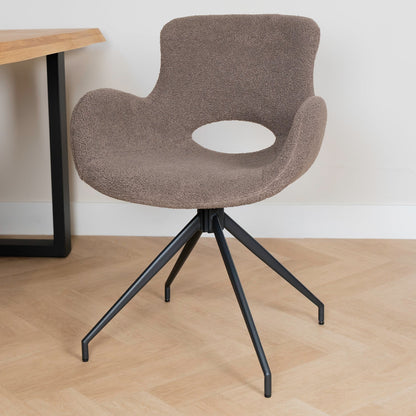 Eetkamerstoel Campo | Donker Bruin Teddy | Draaibaar