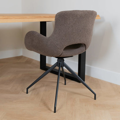 Eetkamerstoel Campo | Donker Bruin Teddy | Draaibaar