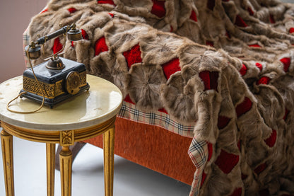 Luxe Deken Lichtbruin/Rood