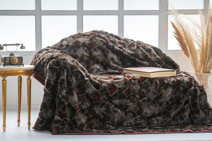 Luxe Deken Bruin/Rood