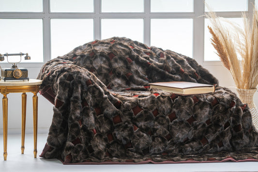 Luxe Deken Bruin/Rood