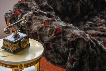 Luxe Deken Bruin/Rood