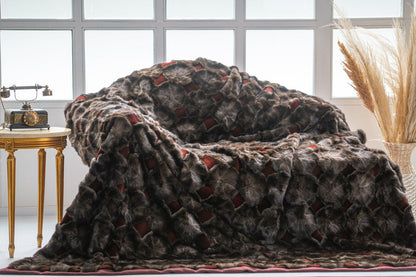 Luxe Deken Bruin/Rood