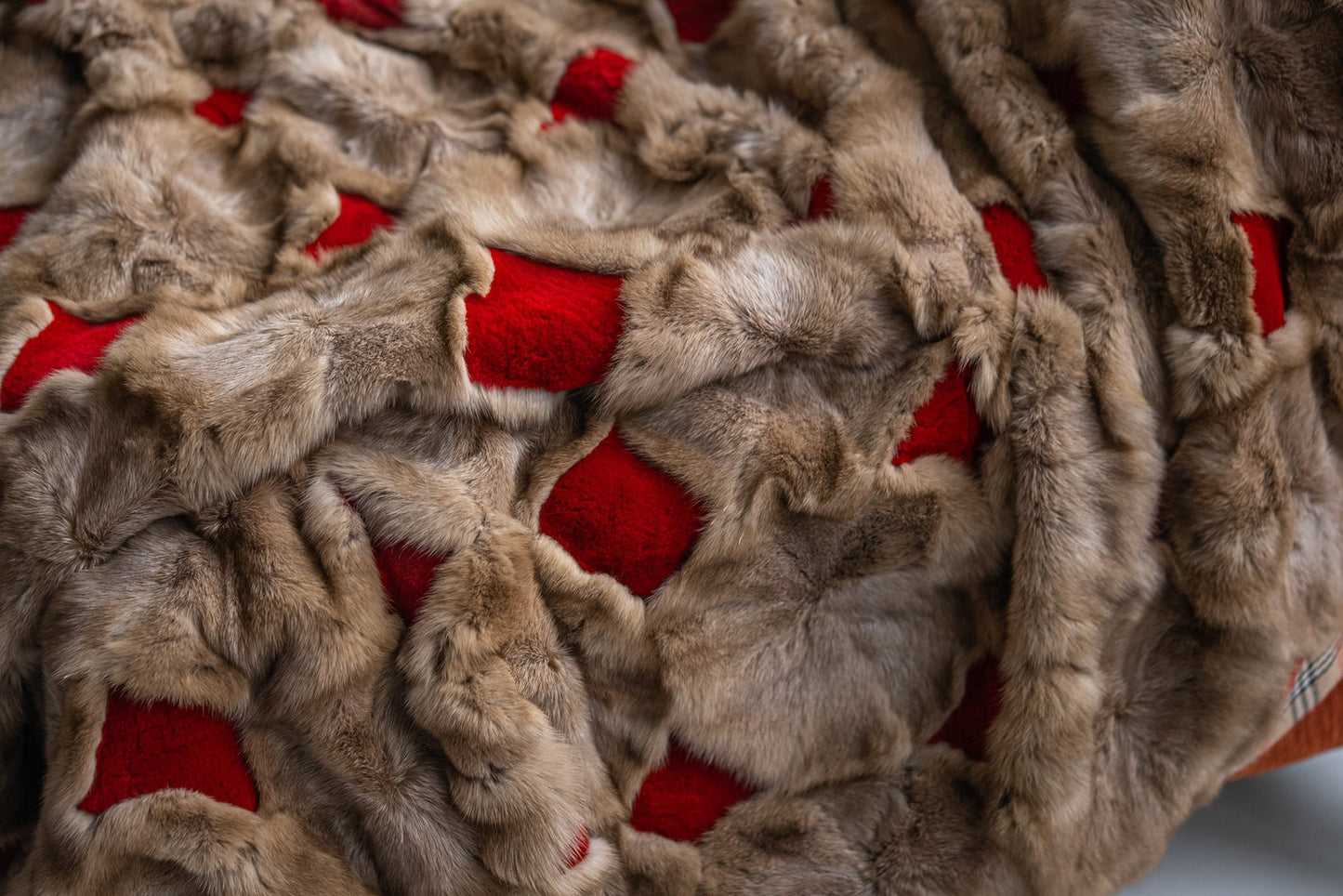 Luxe Deken Lichtbruin/Rood