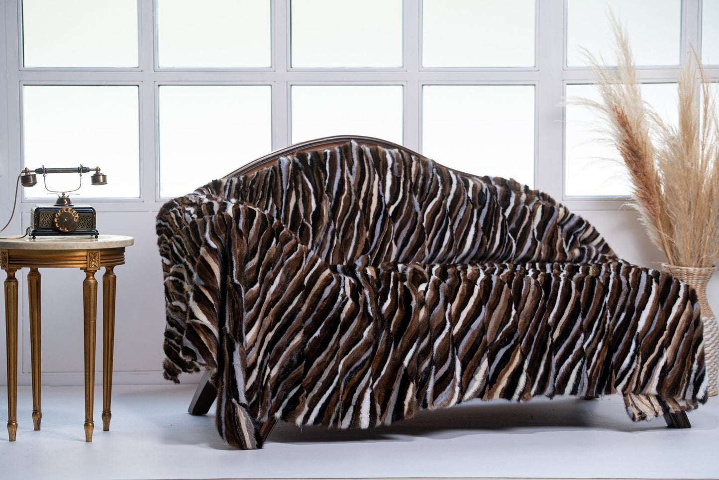 Luxe Deken Zwart/Bruin/Wit