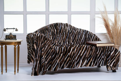 Luxe Deken Zwart/Bruin/Wit