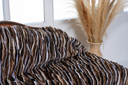 Luxe Deken Zwart/Bruin/Wit