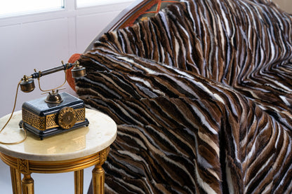 Luxe Deken Zwart/Bruin/Wit