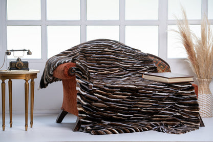 Luxe Deken Zwart/Bruin/Wit