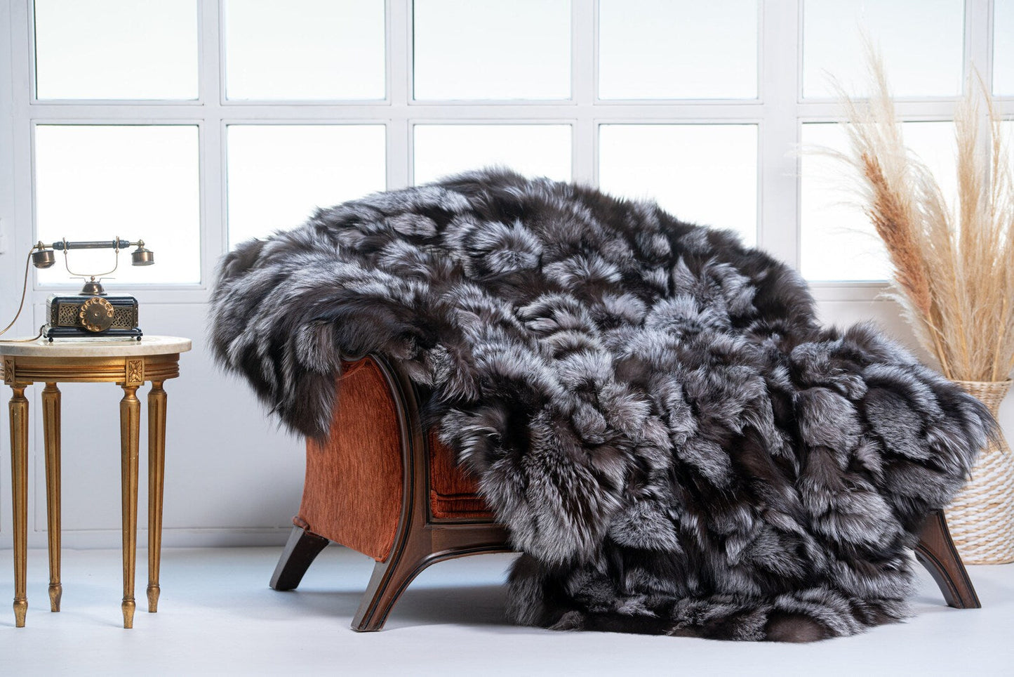 Luxe Deken Zilver/Zwart