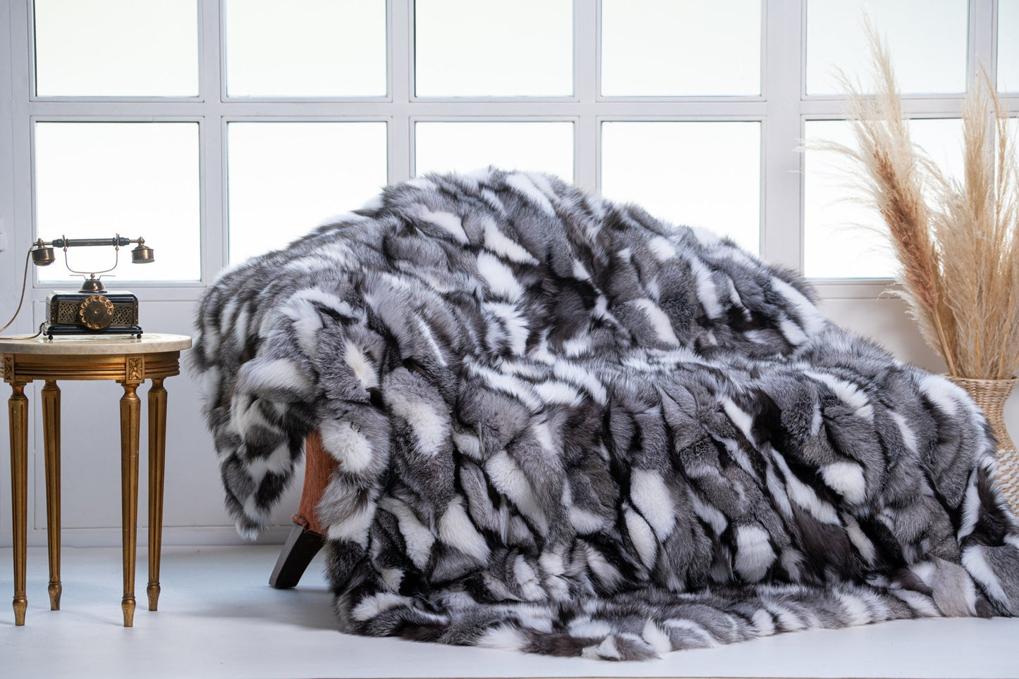 Luxe Deken Grijs/Wit/Zwart