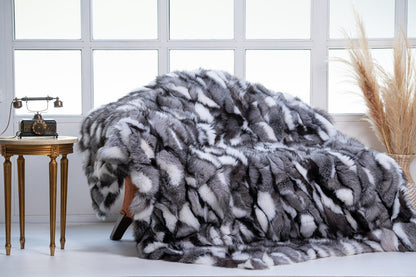 Luxe Deken Grijs/Wit/Zwart