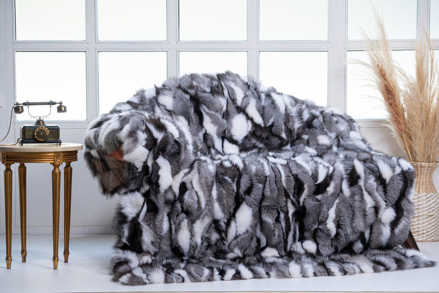 Luxe Deken Grijs/Wit/Zwart