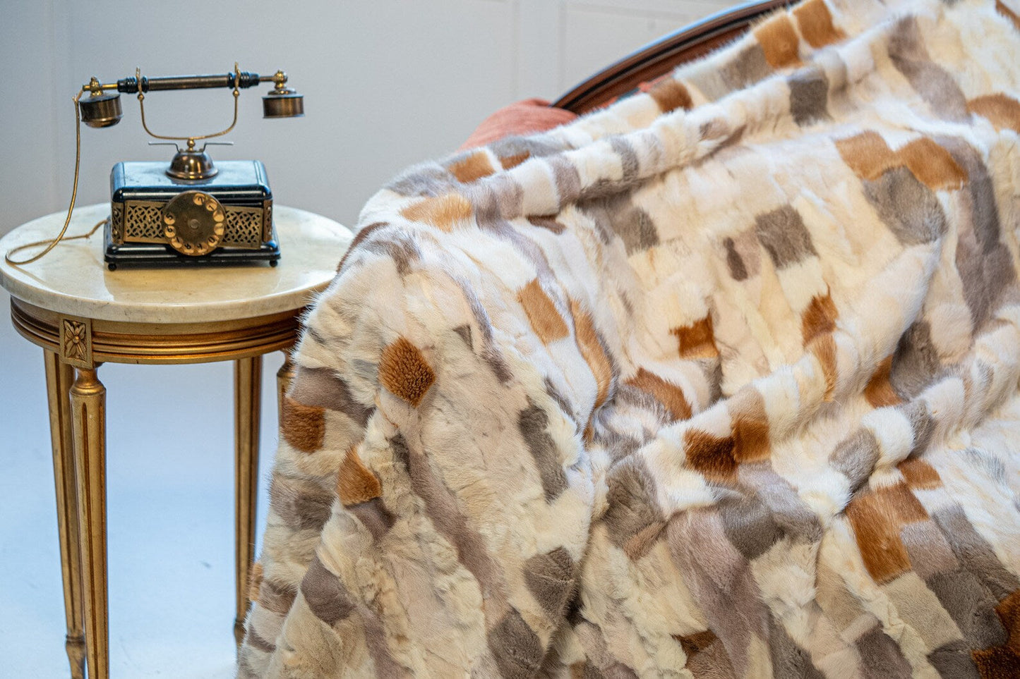 Luxe Deken Wit/Bruin/Grijs