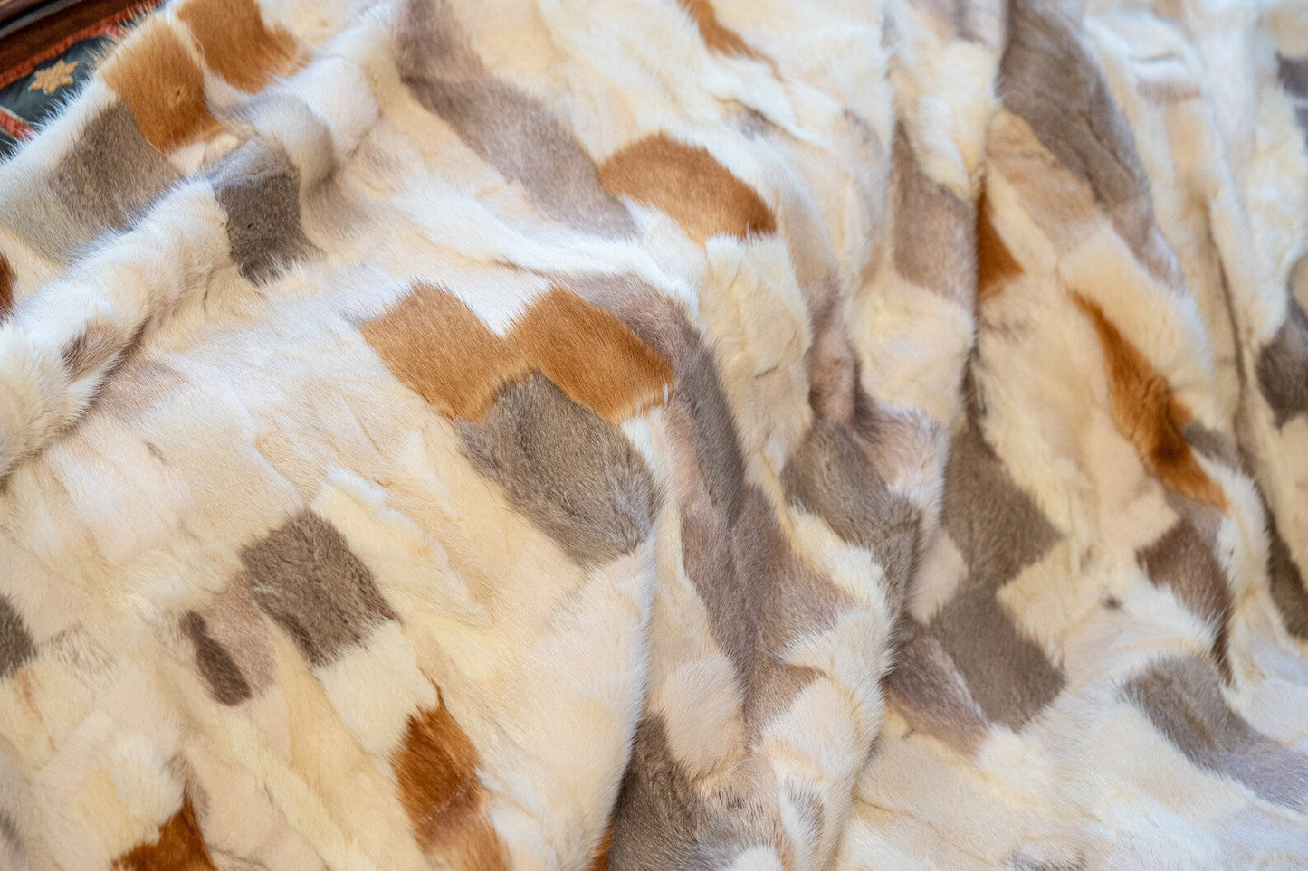 Luxe Deken Wit/Bruin/Grijs