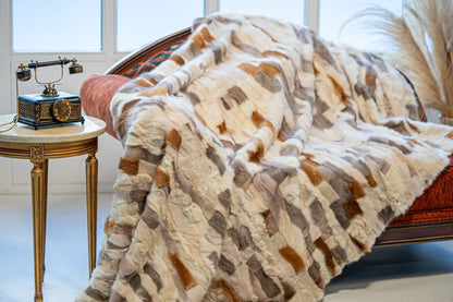 Luxe Deken Wit/Bruin/Grijs