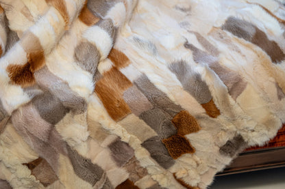 Luxe Deken Wit/Bruin/Grijs