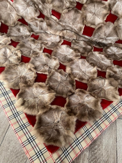 Luxe Deken Lichtbruin/Rood