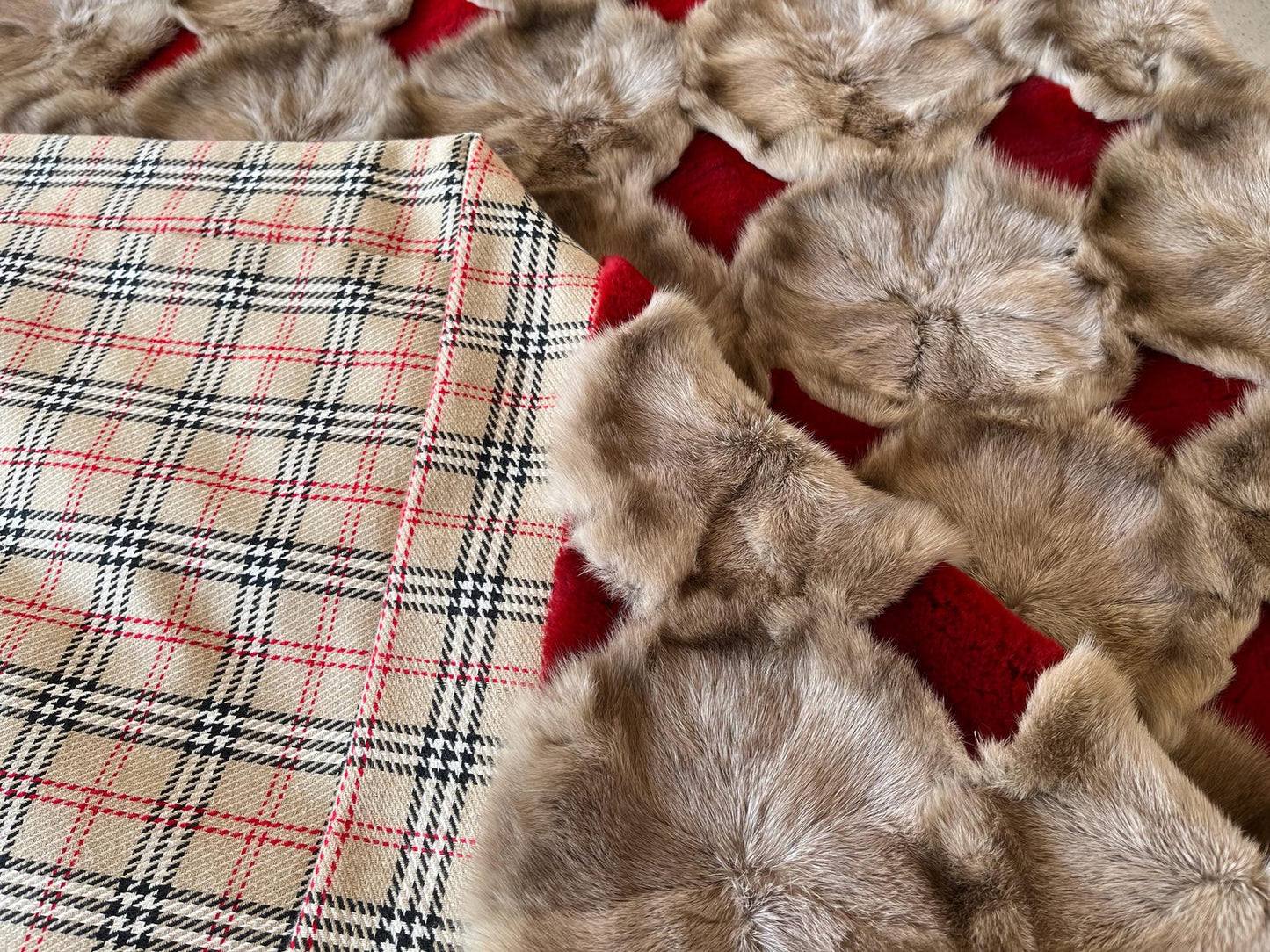 Luxe Deken Lichtbruin/Rood